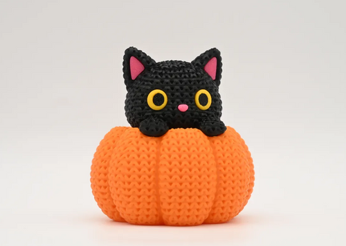 Cat in Pumpkin - black cat in a pumpkin, 3D printed