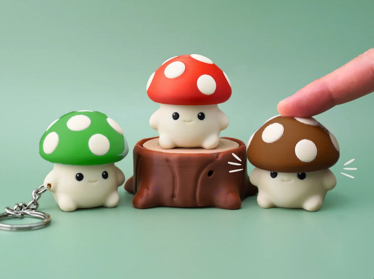 بيبي مشروم بالألوان الأحمر والأخضر والبني - Baby Mushroom
